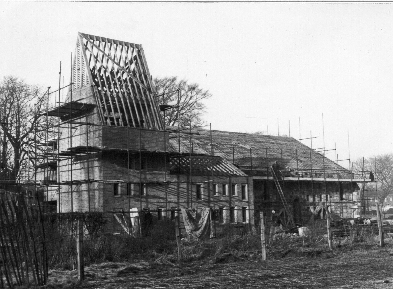 Figure 5a. Holy Redeemer, York, by George Pace. View of the exterior under construction. Archive of the Holy Redeemer Church, York